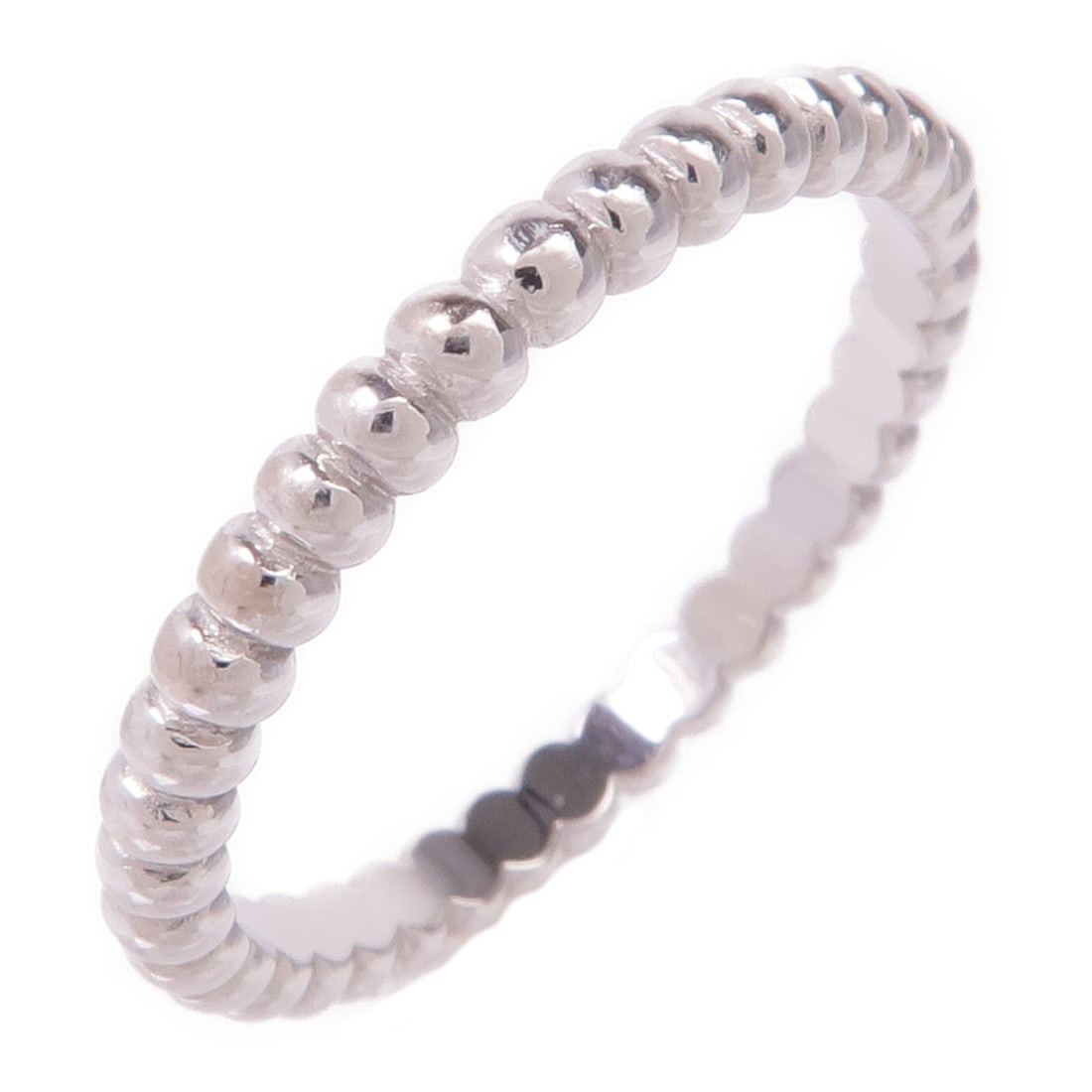 Van Cleef Arpels Perlee 18K White Gold Ring Size 5.25: Van Cleef Arpels Perlee 18K White Gold Ring Size 5.25 This Van Cleef & Arpels Perlee ring is crafted from 18K white gold and features a polished silver-tone finish. Designed in a regular size 5.25, th