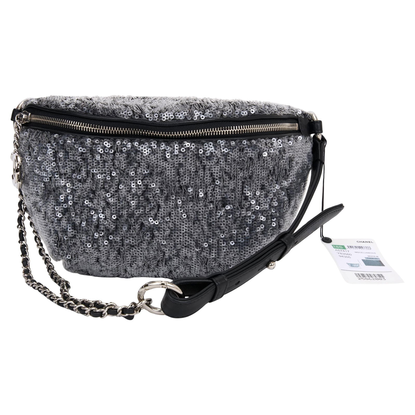 Chanel Sequin Fanny Pack Waist Bag with Dust Cover ID Card: Chanel Sequin Fanny Pack Waist Bag with Dust Cover ID Card Discover the elegance of the Chanel Sequin Waist Bag Fanny Pack, a stunning accessory that combines luxury with functionality. Crafted in Ita