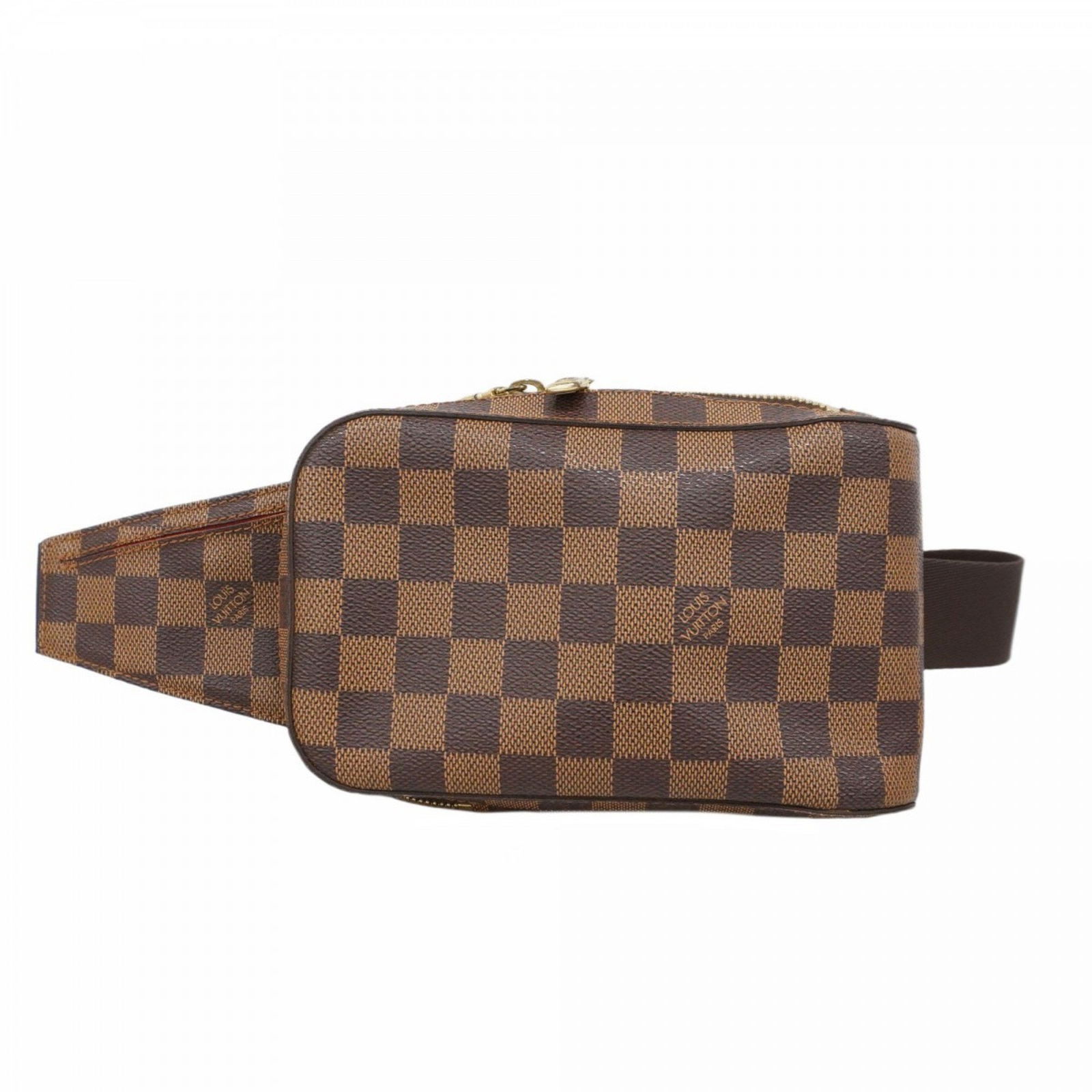 Louis Vuitton Geronimo Brown Canvas Waist Bag from Spain: Louis Vuitton Geronimo Brown Canvas Waist Bag from Spain The Louis Vuitton Geronimo is a unisex bag crafted from brown canvas. It is made in Spain and features dimensions of 11.5cm x 20cm x 5cm (4.52'