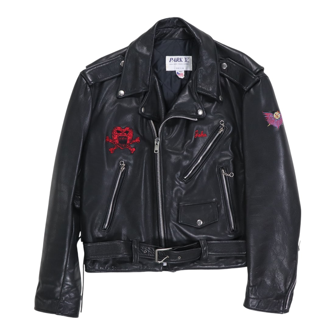 Vintage 1990 Guns N Roses Black Leather Jacket with Front and Back Graphics (1 of 6)