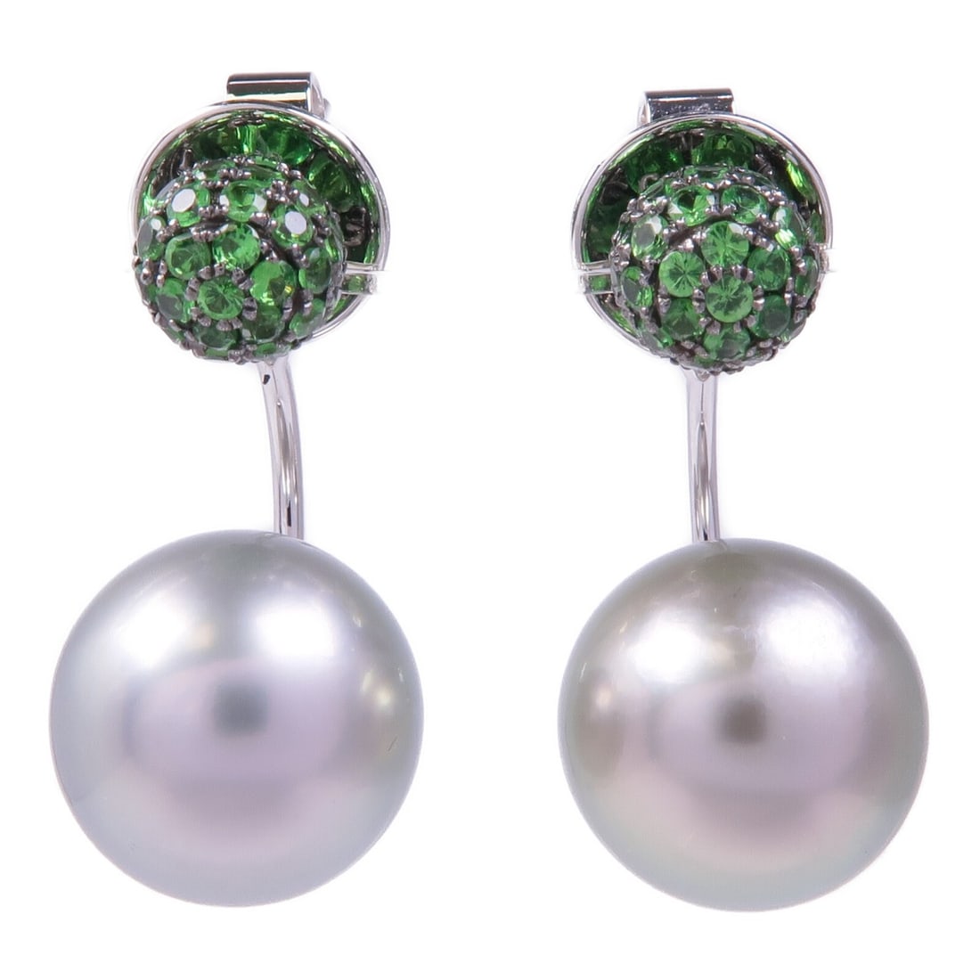 Pearl Garnet Earrings in 18K White Gold by JEWELRY: Pearl Garnet Earrings in 18K White Gold by JEWELRY Elevate your elegance with these stunning Pearl Garnet Earrings, crafted from 18K white gold. These pierced earrings showcase a beautiful combination