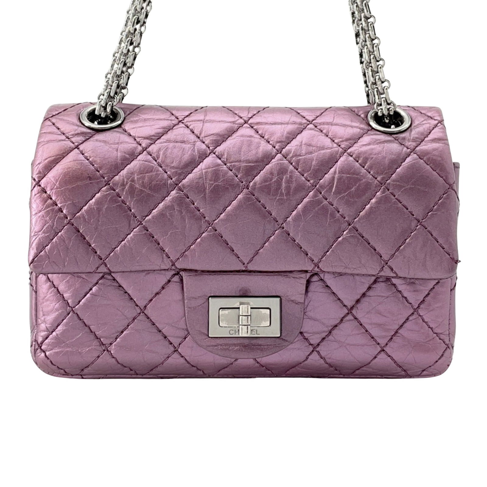 Pink Leather Chanel 2.55 Shoulder Bag from France (1 of 1)