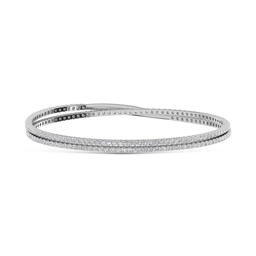 14K White Gold 4 Ct.Tw. Lab Grown Diamond 2 Row Flexi Bangle: 14K White Gold 4 Ct.Tw. Lab Grown Diamond 2 Row Flexi Bangle Designed in sleek 14K White Gold, this two-row flexi bangle features lab grown diamonds totaling 4 Ct.Tw., delivering modern elegance with