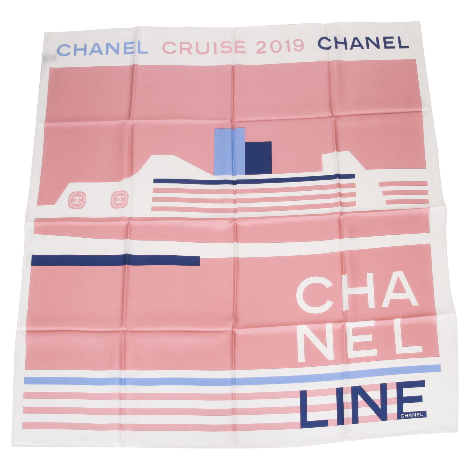 Chanel Cruise 2019 Pink Silk Scarf 35x35 Made in Italy (1 of 5)