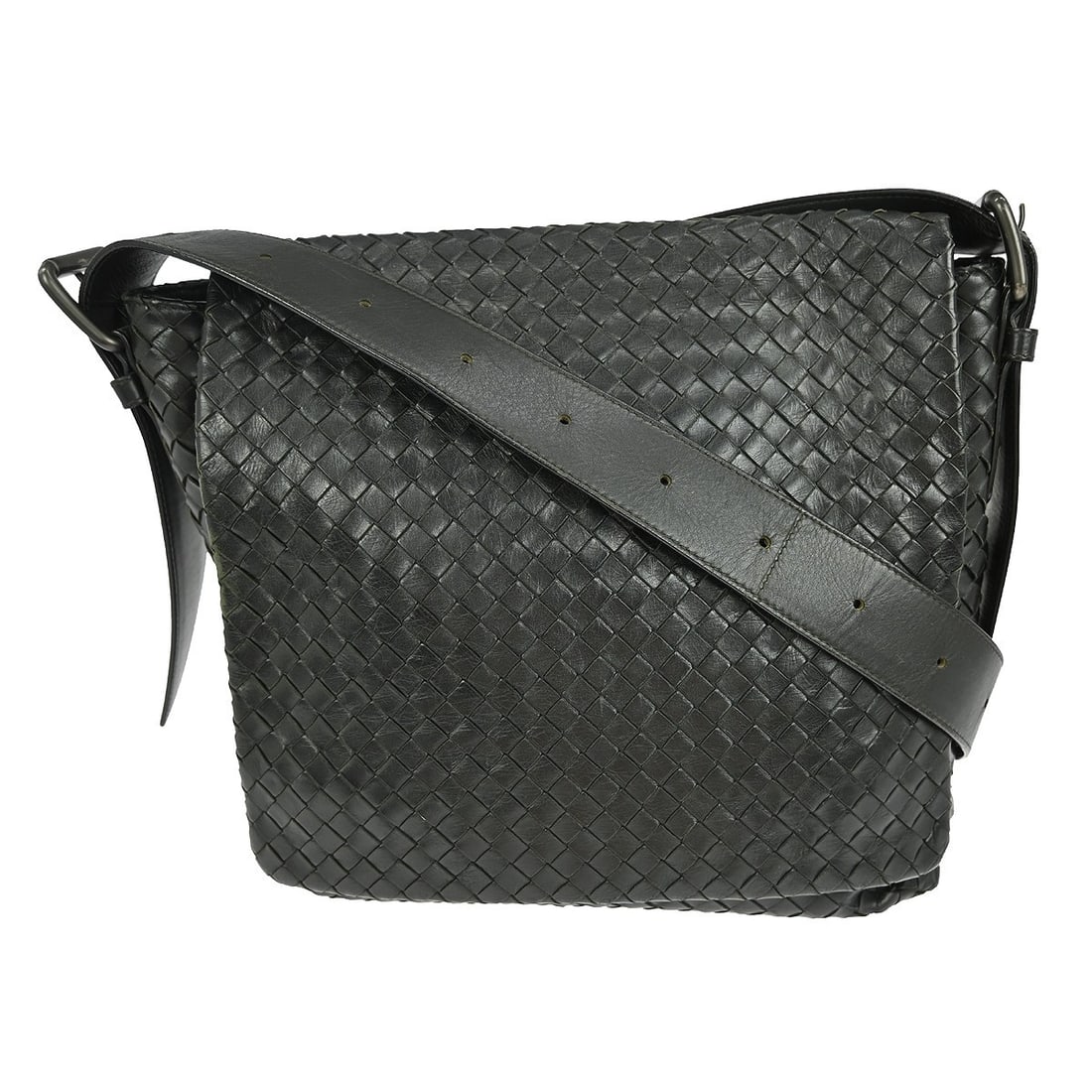 Bottega Veneta Intrecciato Black Leather Medium Shoulder Bag B0652101014L (1 of 10)