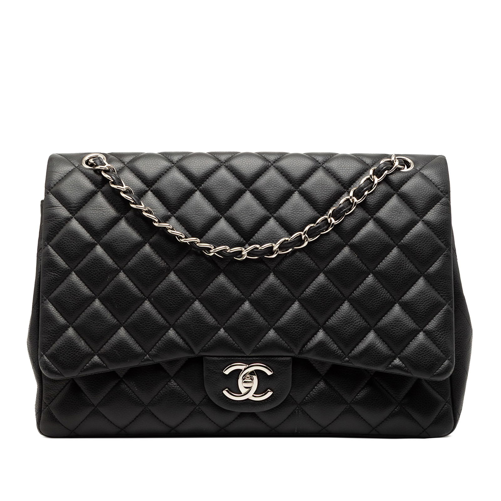 Black Caviar Leather Maxi Double Flap Shoulder Bag by Chanel (1 of 8)