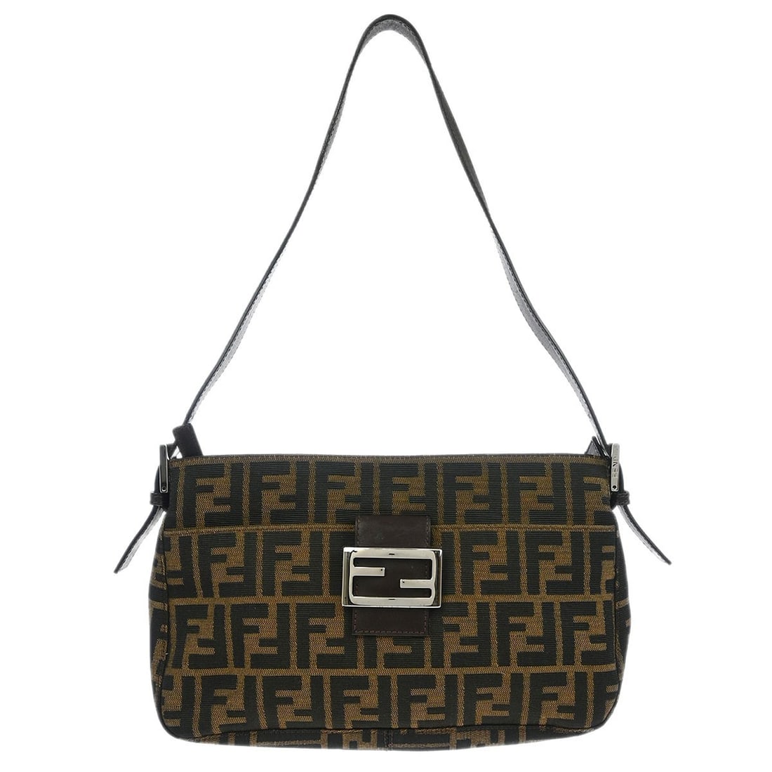 Fendi Zucca Brown Canvas Handbag with Silver Hardware (1 of 10)