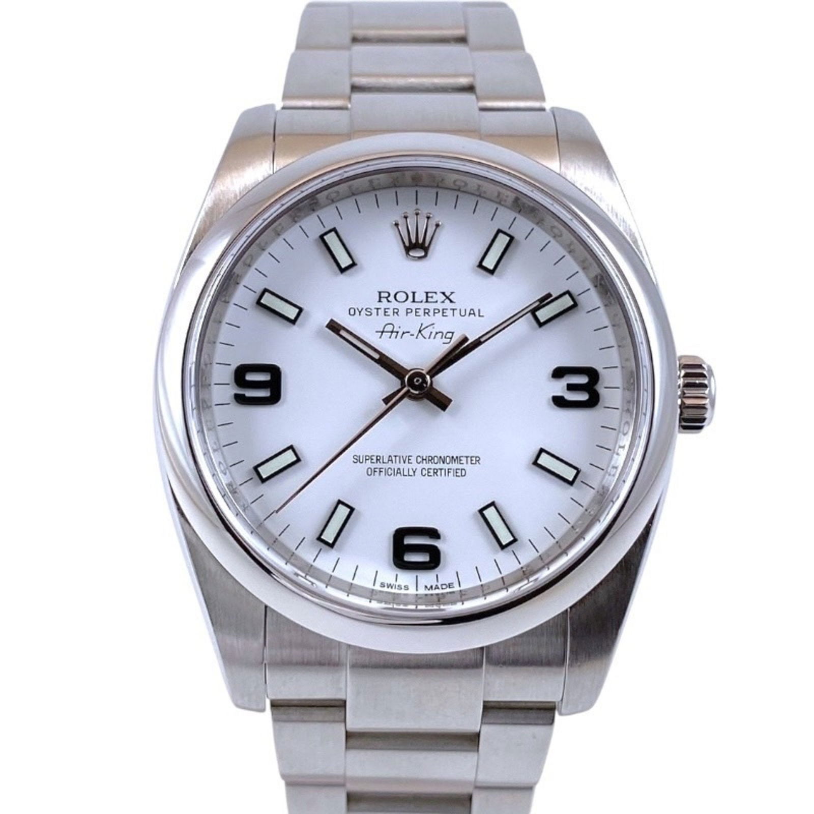 Steel 34mm Rolex Air King White Dial Swiss Watch (1 of 1)