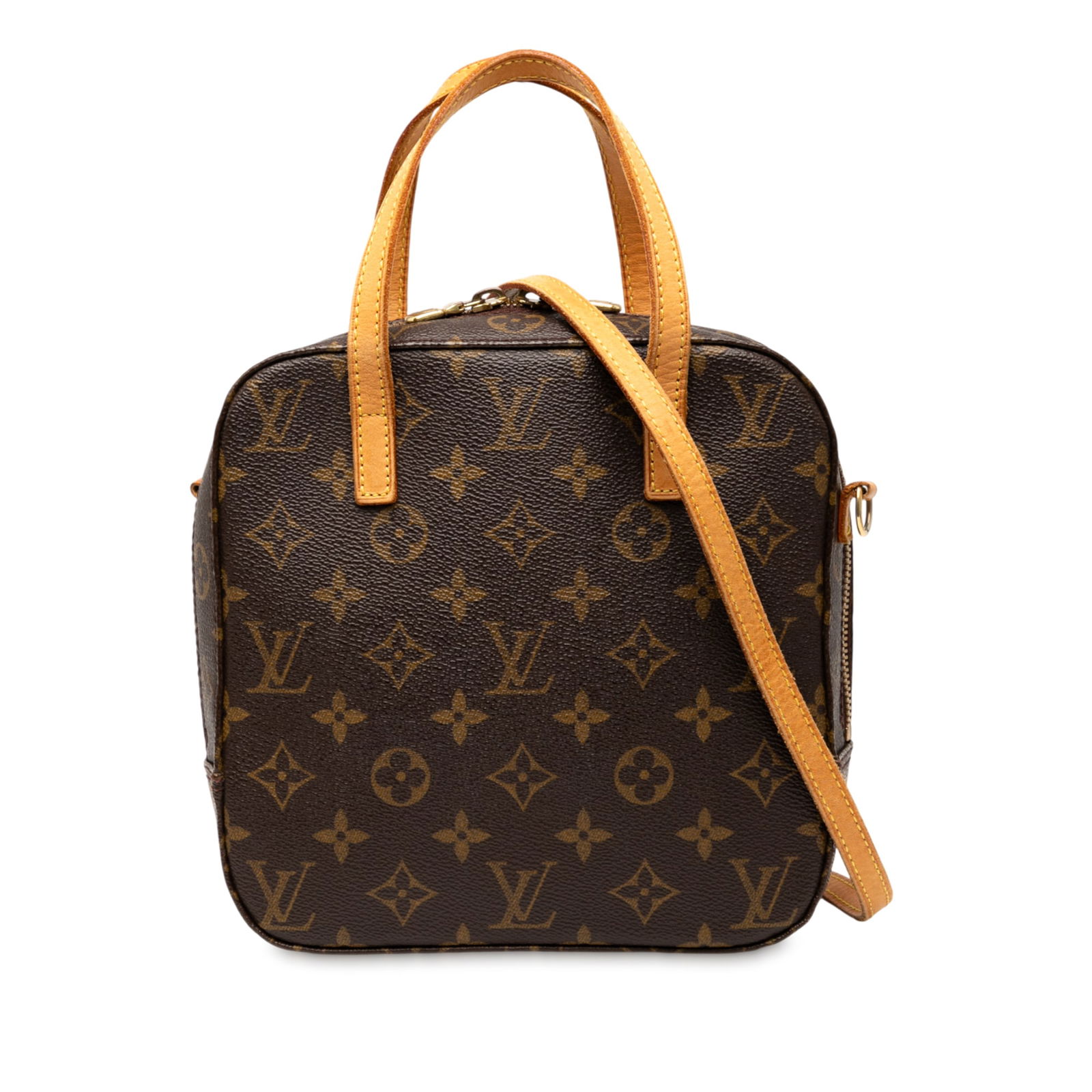 Louis Vuitton Monogram Spontini Bag with Vachetta Handles: Louis Vuitton Monogram Spontini Bag with Vachetta Handles The Louis Vuitton Monogram Spontini is a stylish and functional bag crafted from durable monogram canvas. It features flat vachetta handles an