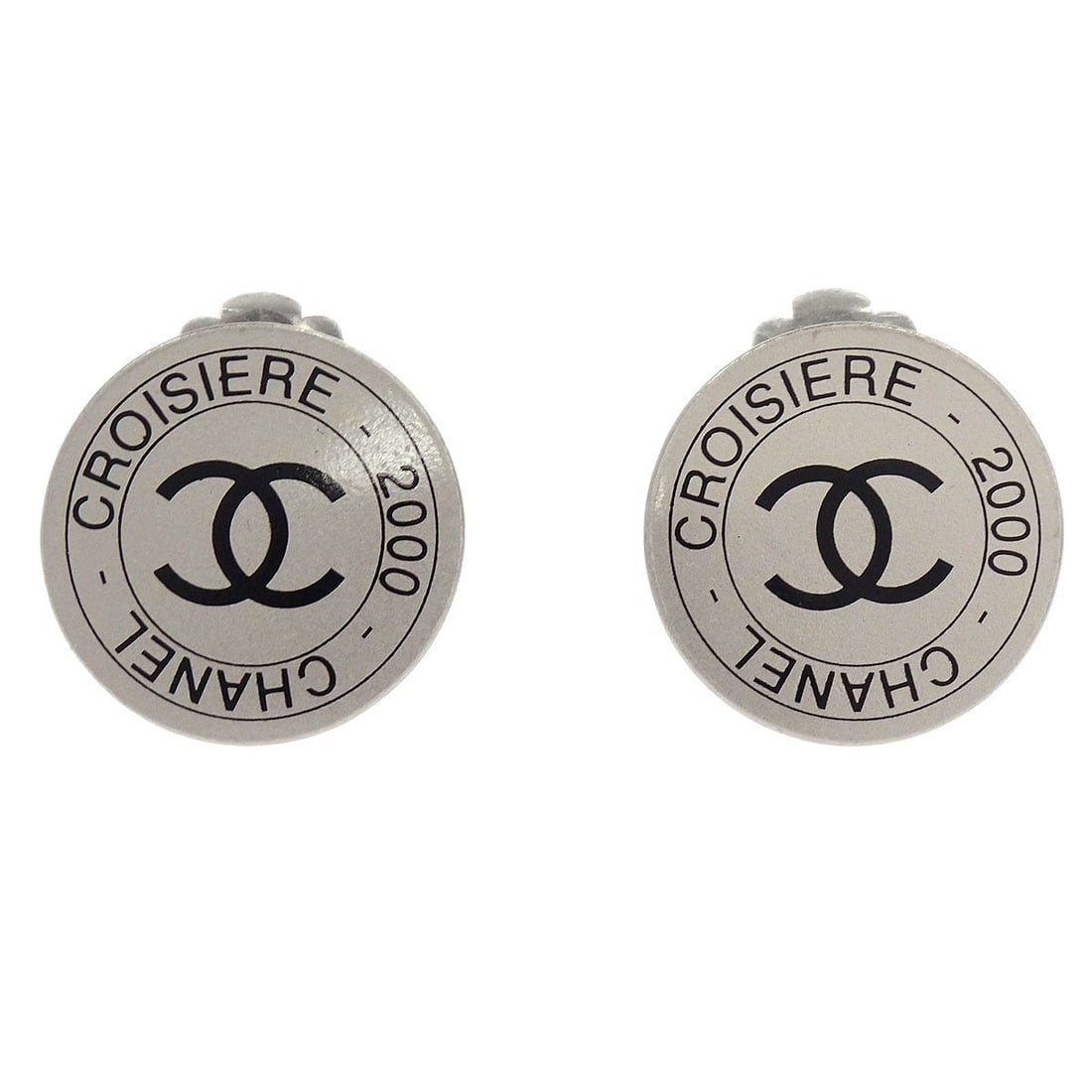 Chanel 00C Silver Plated Clip-On Button Earrings: Chanel 00C Silver Plated Clip-On Button Earrings These elegant Chanel Button Earrings feature a classic clip-on closure, making them a perfect accessory for any occasion. Crafted in France, these earr