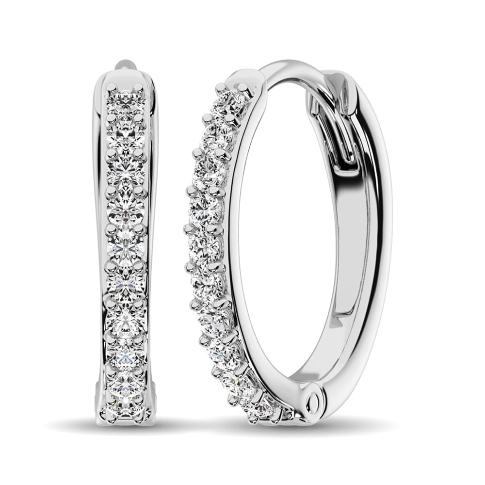 Diamond 3/8 Ct.Tw. Hoop Earrings in 10K White Gold: Diamond 3/8 Ct.Tw. Hoop Earrings in 10K White Gold 10k White Gold Stone Color: G-h Stone Clarity: I1 This item may take 2-5 weeks for shipping. PLEASE NOTE: Framed, Large, or heavy items do not have s
