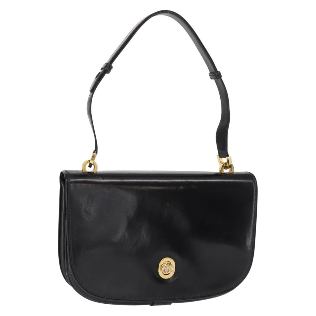 GUCCI Black Gold Leather Shoulder Bag Italy Authentic (1 of 18)
