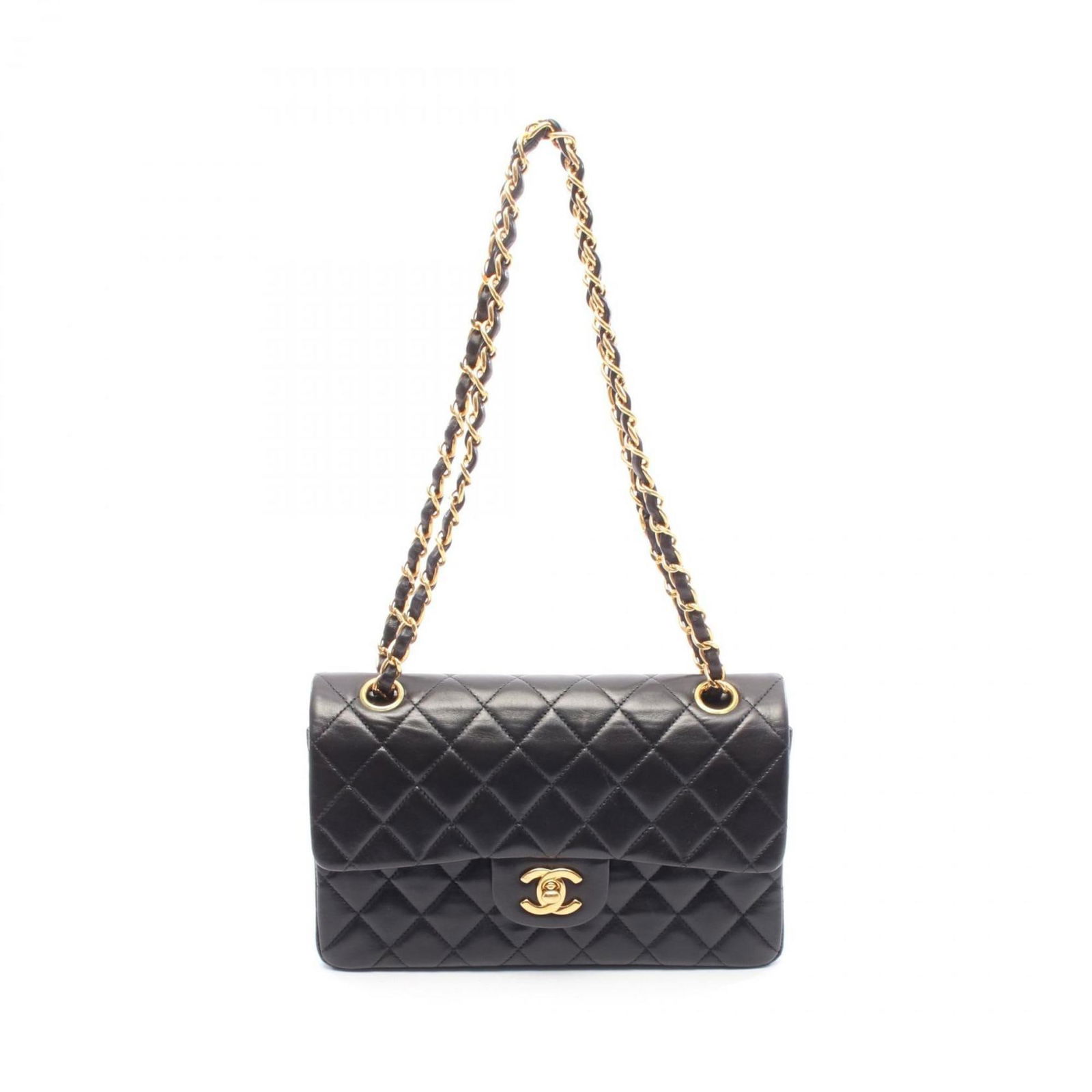 Black Leather Timeless 23 Shoulder Bag by Chanel France: Black Leather Timeless 23 Shoulder Bag by Chanel France This Chanel Timeless 23 handbag features a classic black leather construction with a versatile design. The bag has minor signs of use, including