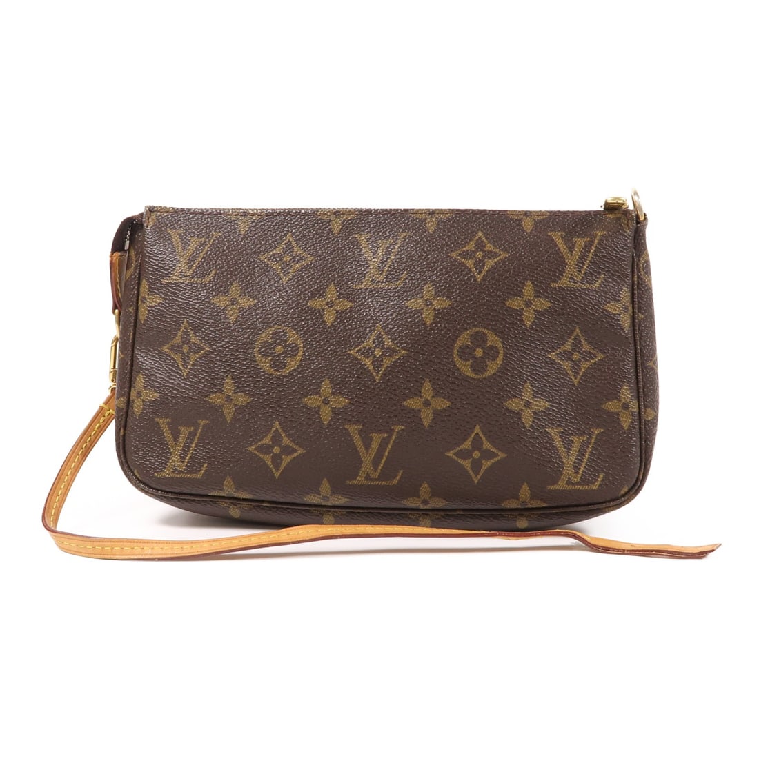 LOUIS VUITTON Pochette Accessoires Brown Monogram Pouch Handbag: LOUIS VUITTON Pochette Accessoires Brown Monogram Pouch Handbag This LOUIS VUITTON Pochette Accessoires pouch is a stylish accessory designed for versatility and convenience. Crafted from durable PVC