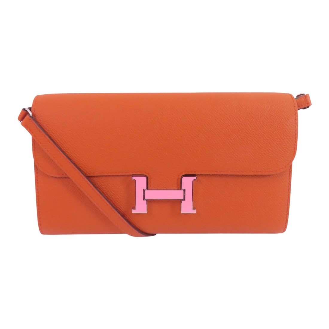 Hermes Constance To Go Orange Epsom Leather Shoulder Bag Palladium Hardware: Hermes Constance To Go Orange Epsom Leather Shoulder Bag Palladium Hardware This Hermes Constance To Go shoulder bag features premium Epsom calfskin leather in a Terre Battue orange hue. The bag is de