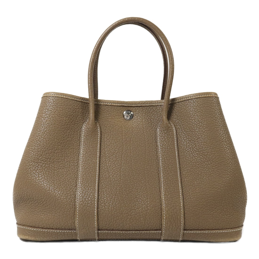 Hermes Garden Party TPM Tote in Gray Taurillon Clemence Leather Palladium Hardware: Hermes Garden Party TPM Tote in Gray Taurillon Clemence Leather Palladium Hardware This is a Hermes Garden Party TPM tote bag crafted from Taurillon Clemence calfskin leather in a gray Etoupe color. T