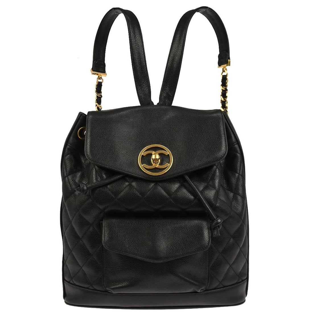 Chanel Caviar Leather Medium Black Backpack with Turnlock Closure (1 of 10)