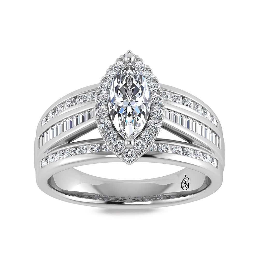 14K White Gold Lab Grown Diamond 4 1/3 Ct.Tw. Marquise Shape Engagement Ring (IGI Certified Center (1 of 4)