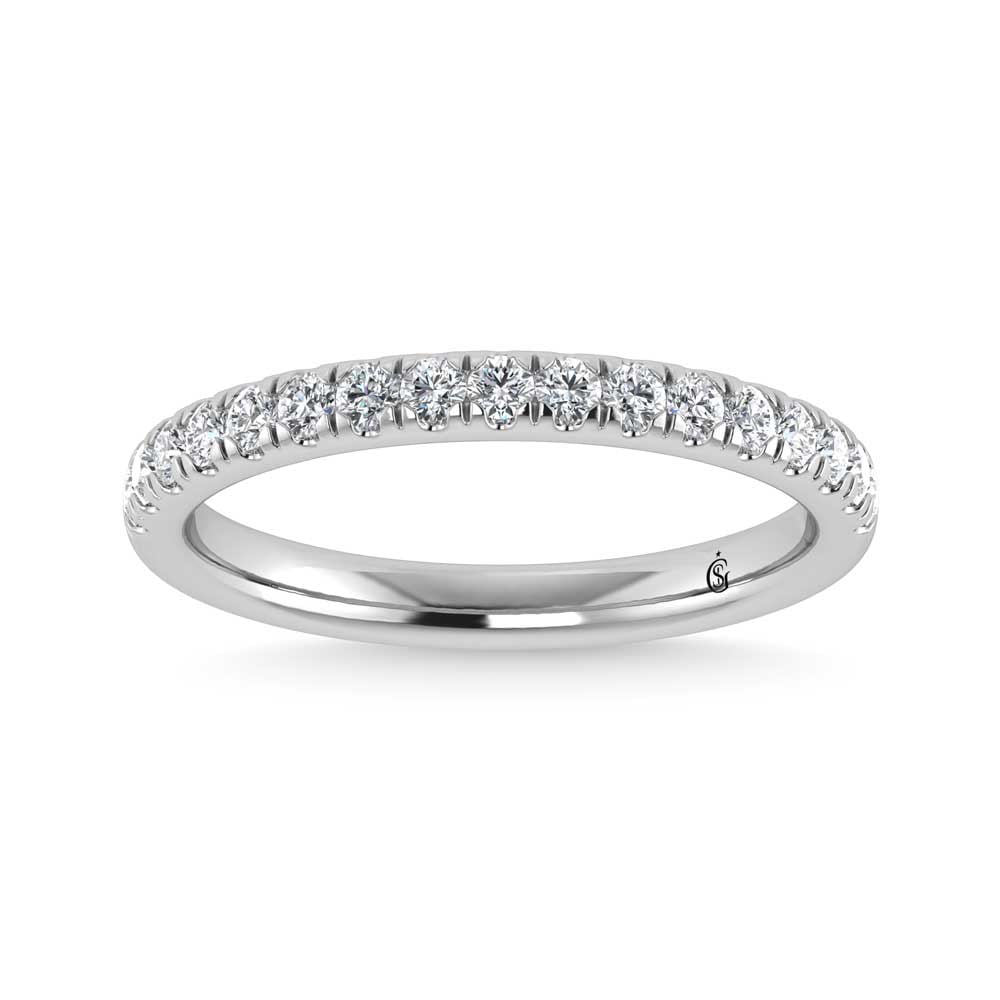 14K White Gold Lab Grown Diamond 1/3 Ct.Tw. Band: 14K White Gold Lab Grown Diamond 1/3 Ct.Tw. Band The 14K White Gold Lab Grown Diamond Band features 1/3 Ct. of dazzling lab-grown diamonds, each carefully chosen for its clarity and brilliance. Set in