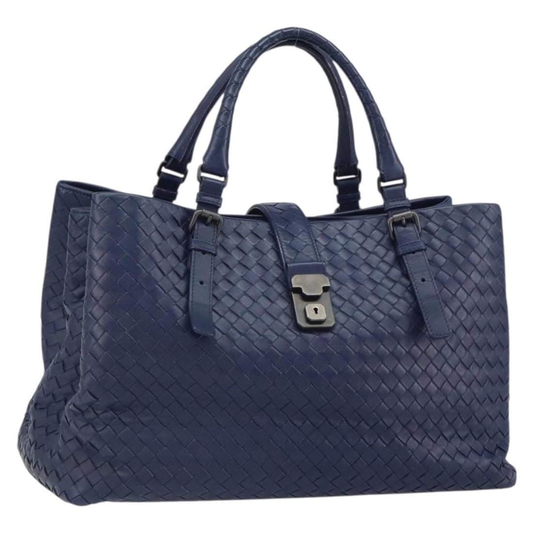 Bottega Veneta Intrecciato Navy Leather Rome Handbag with Dust Bag (1 of 18)