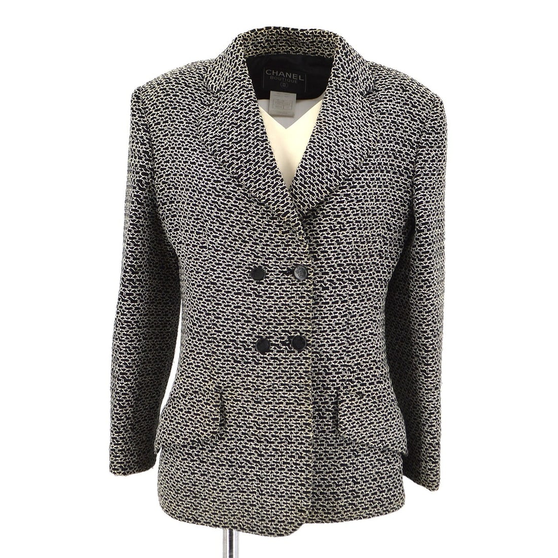 Chanel Vintage Black Jacket 98P Size 38 Collared Wool Blend (1 of 11)