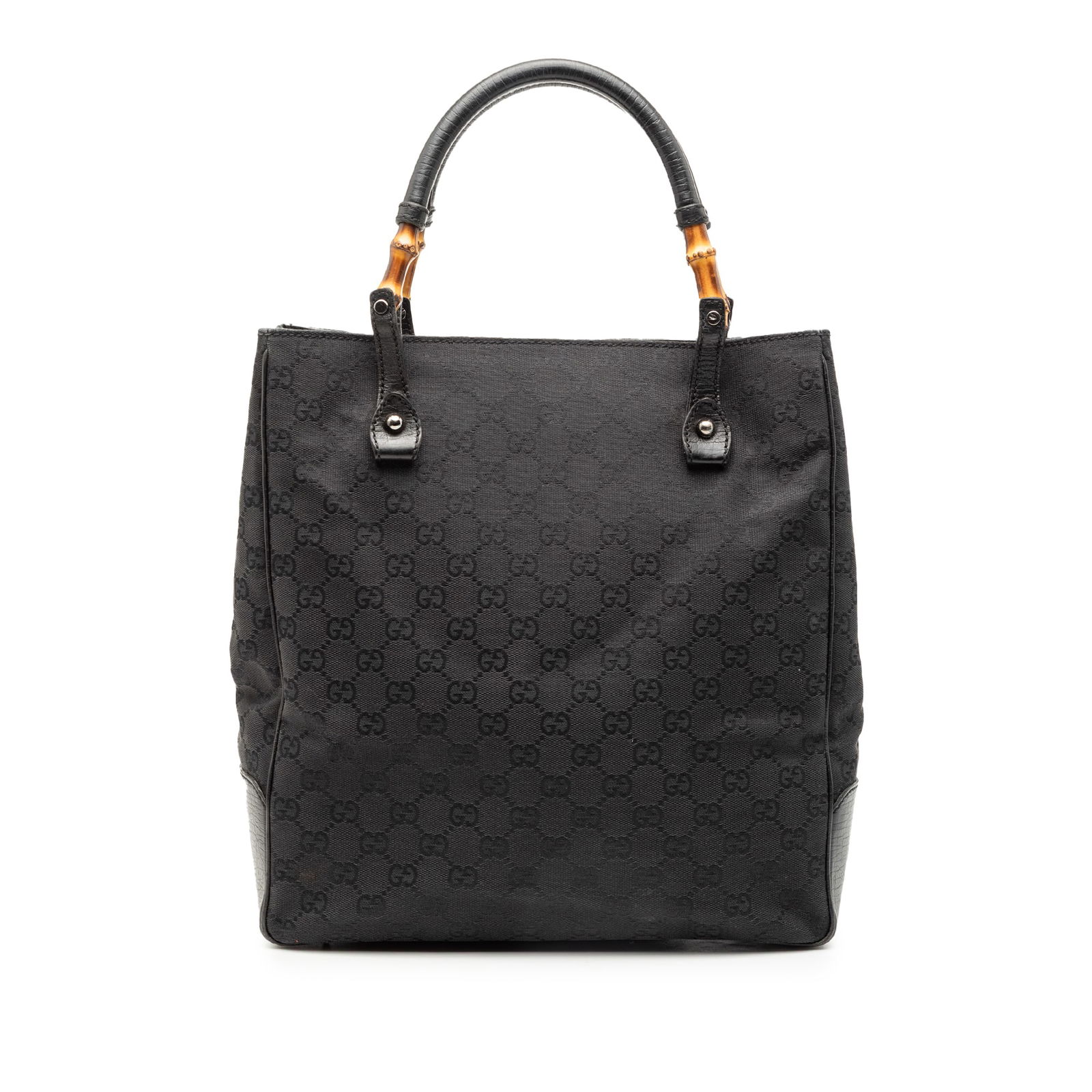 Gucci Bamboo Handle Tote Bag in GG Canvas and Leather Trim (1 of 7)