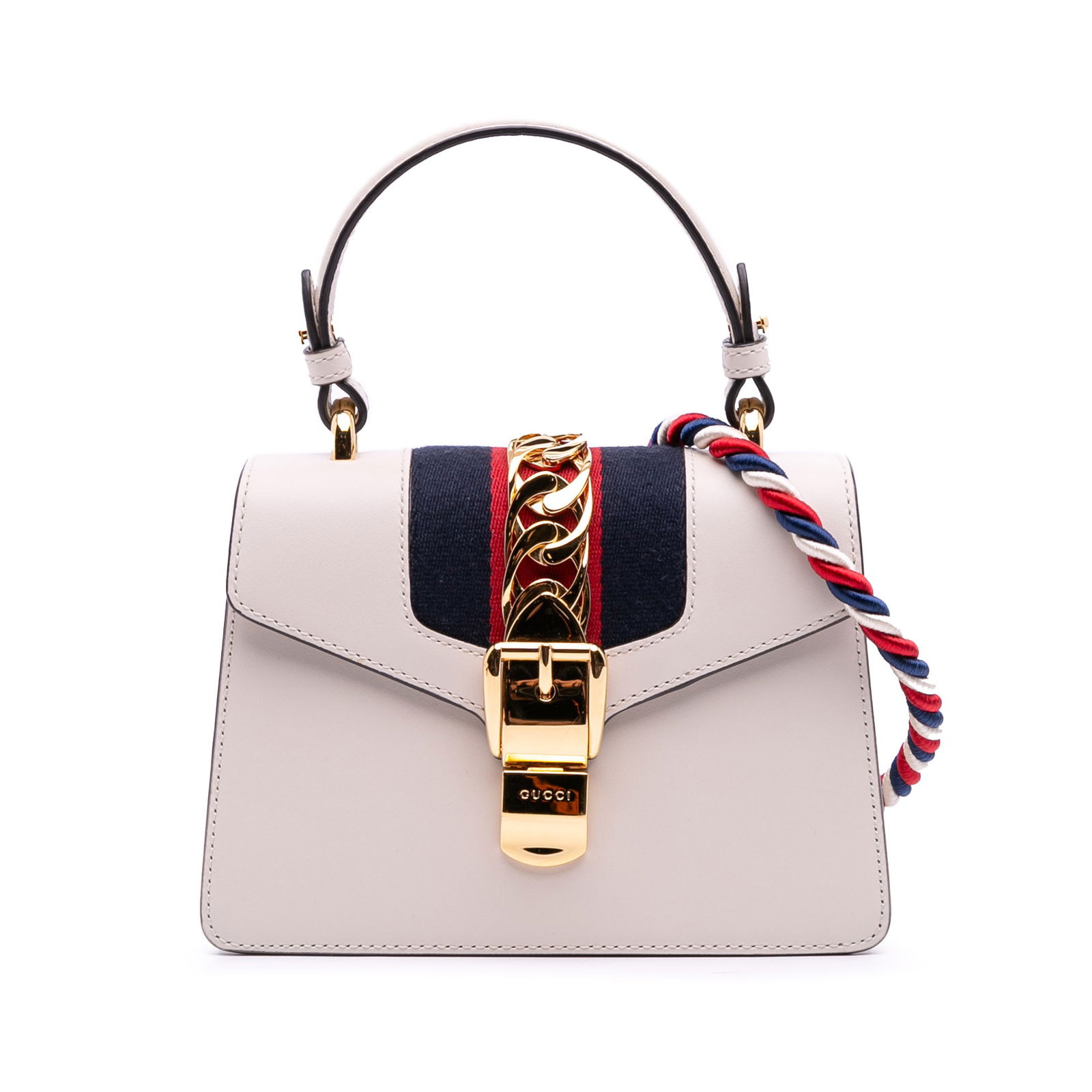 Gucci Mini Calfskin Sylvie Satchel White Leather Bag (1 of 10)