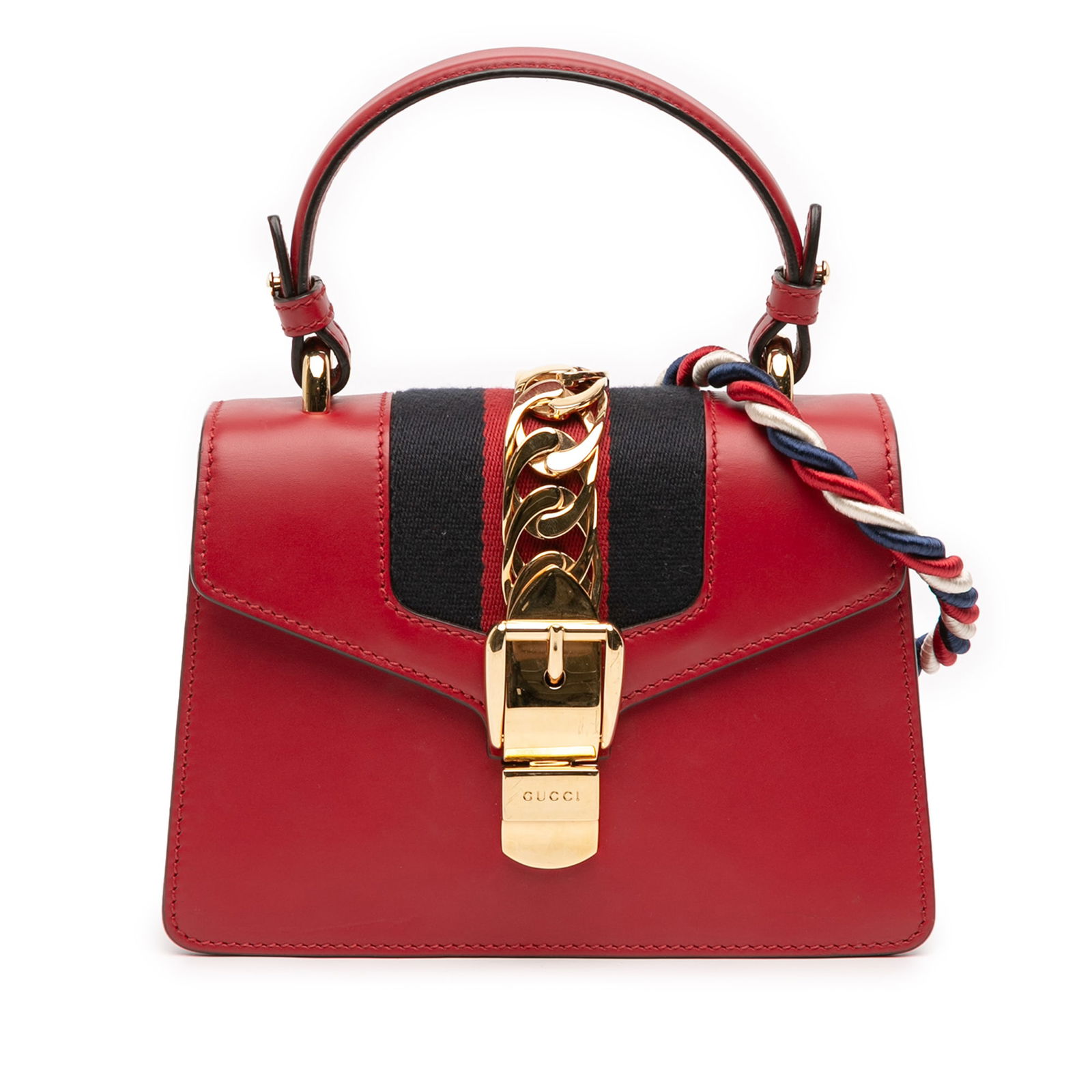 Gucci Mini Calfskin Sylvie Satchel Red Leather Italy (1 of 11)
