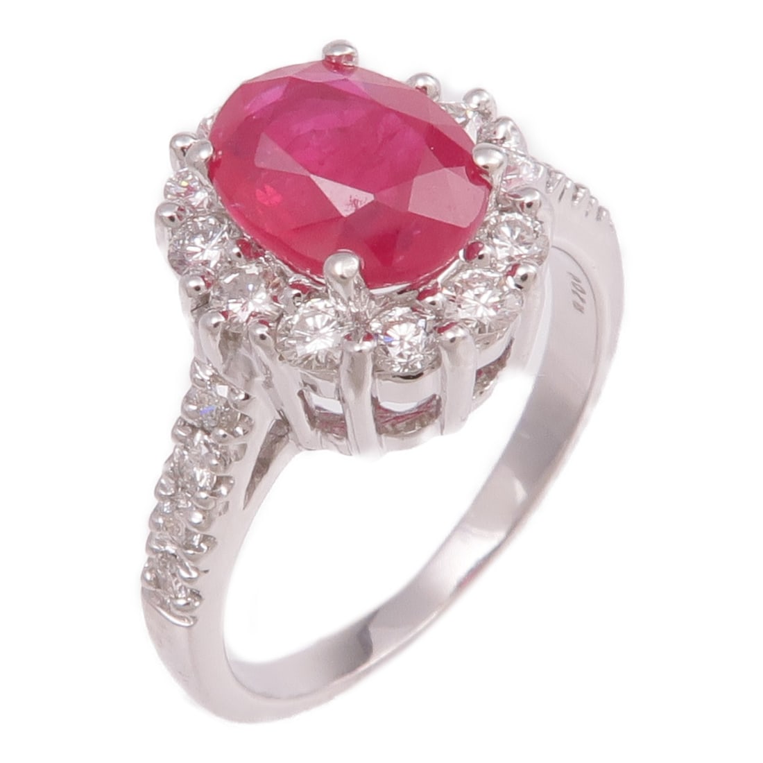 18K White Gold Ring with Ruby and Diamond Size US 6 (1 of 8)