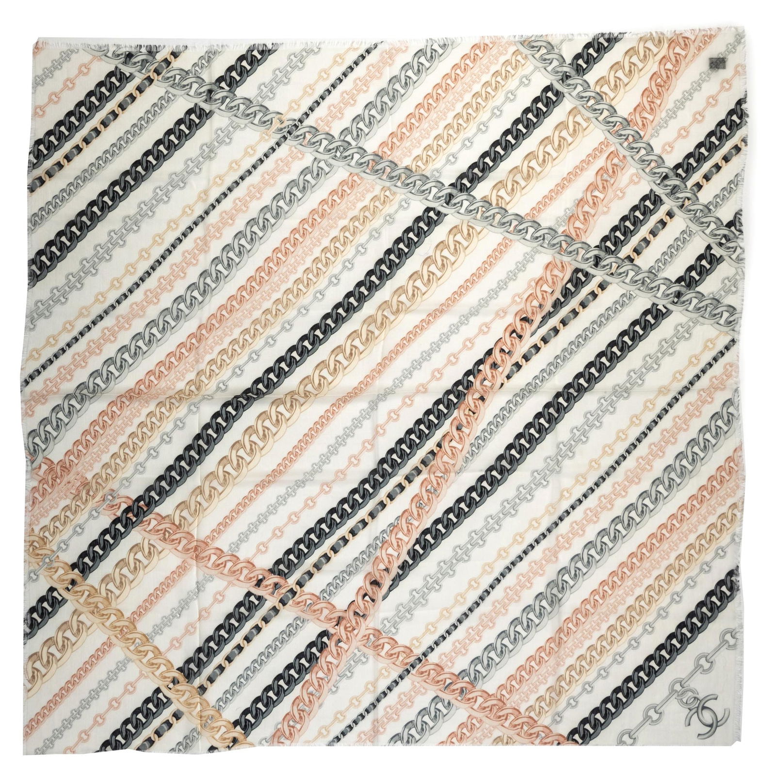 Chanel 54in Cashmere Silk Shawl with Chains Design (1 of 5)