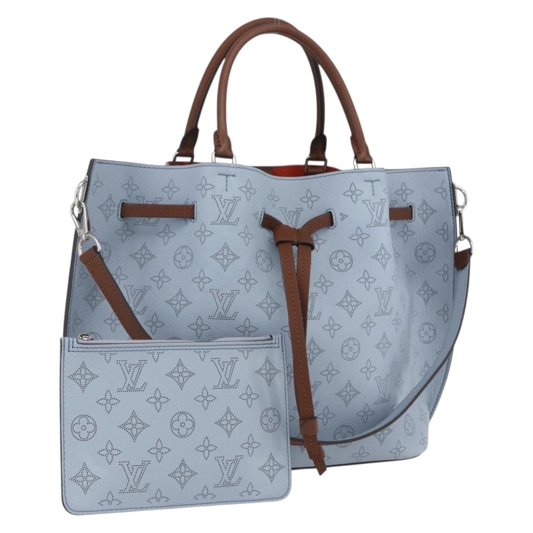 Mahina Giroratta Blue Horizon Leather Handbag by Louis Vuitton with Dust Bag: Mahina Giroratta Blue Horizon Leather Handbag by Louis Vuitton with Dust Bag This Louis Vuitton Mahina Giroratta handbag is crafted from blue horizon leather and features a structured silhouette. The