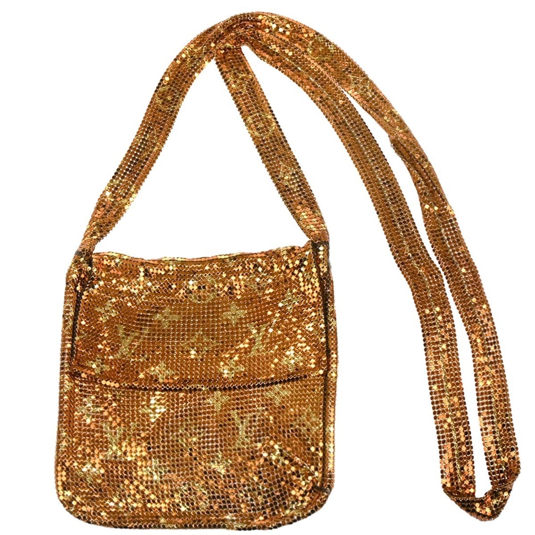 Louis Vuitton Frances Mini Mesh Gold Metal Crossbody Shoulder Bag M92287: Louis Vuitton Frances Mini Mesh Gold Metal Crossbody Shoulder Bag M92287 This Louis Vuitton Frances shoulder bag features a gold monogram mesh design and a mini size. The bag is constructed from metal