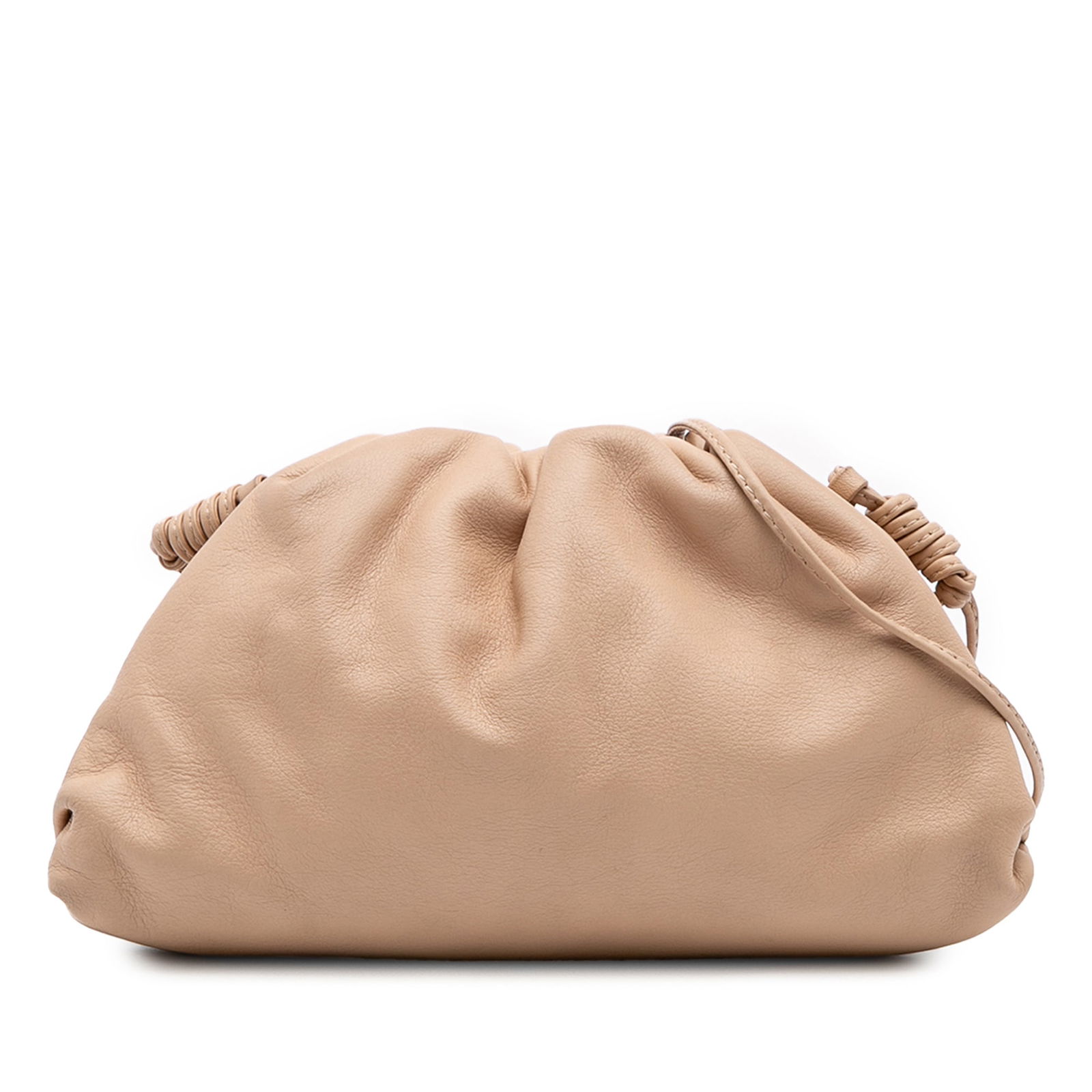 Bottega Veneta Brown Lambskin The Mini Pouch Crossbody Bag: Bottega Veneta Brown Lambskin The Mini Pouch Crossbody Bag Introducing the Bottega Veneta Lambskin The Mini Pouch Crossbody, a luxurious accessory crafted from high-quality leather. This stylish bag f