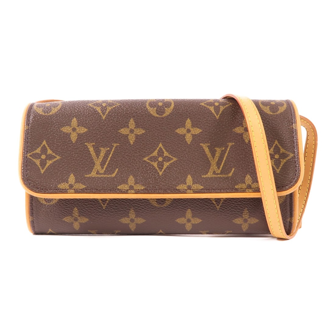 Louis Vuitton Pochette Twin PM Shoulder Bag Monogram Brown GHW: Louis Vuitton Pochette Twin PM Shoulder Bag Monogram Brown GHW This LOUIS VUITTON Pochette Twin PM Shoulder Bag is a stylish and versatile accessory, perfect for any occasion. Crafted from durable PVC