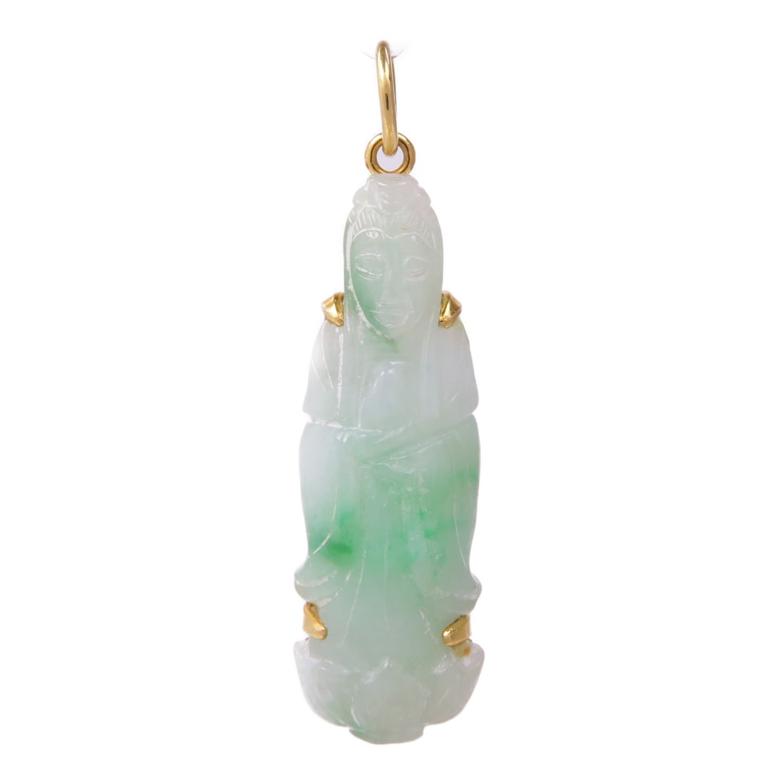 JEWELRY Green Jade Charm in 14K Yellow Gold: JEWELRY Green Jade Charm in 14K Yellow Gold This charming piece features a beautiful jade charm crafted from 14K yellow gold. Its vibrant green color makes it a stunning addition to any jewelry collec