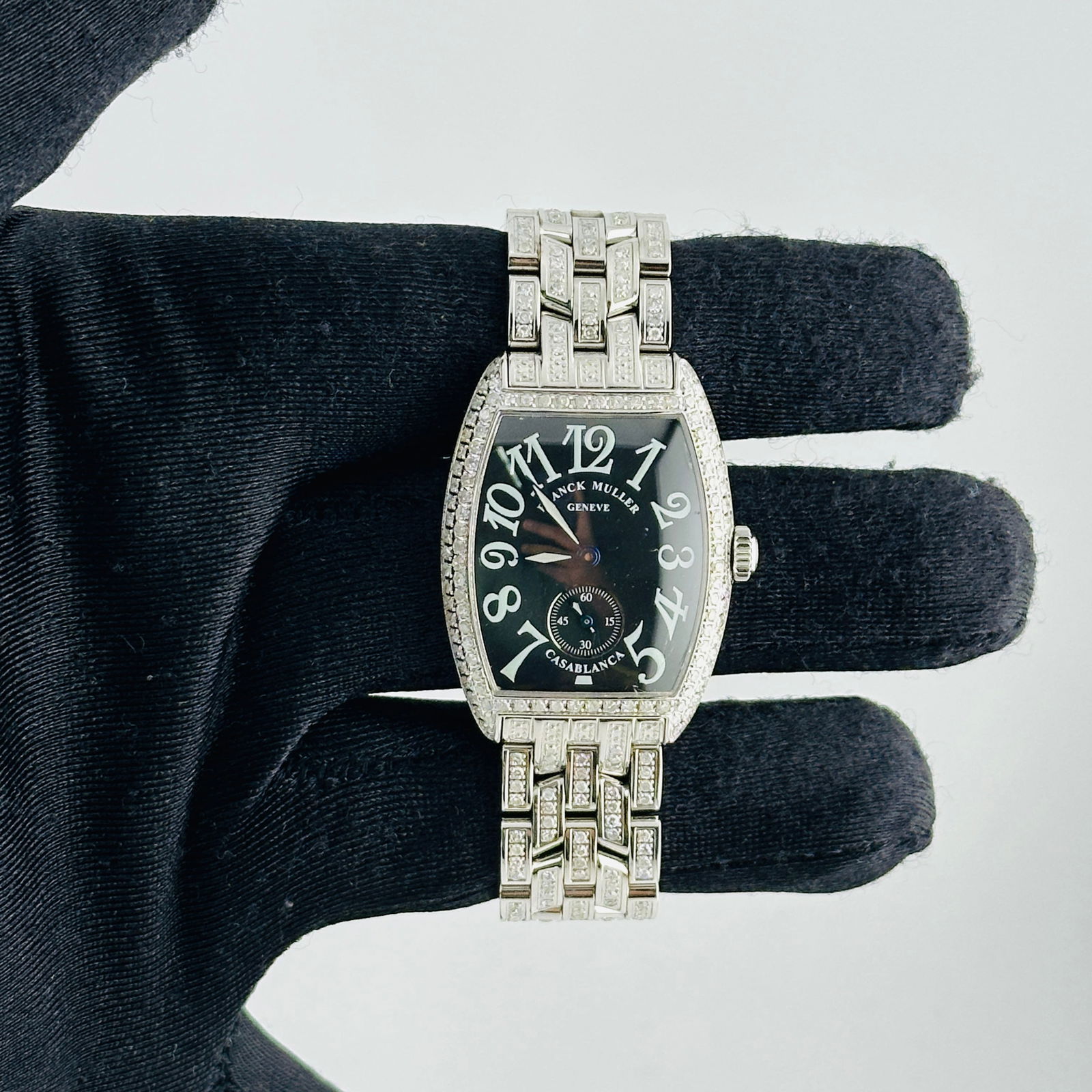 Casablanca 29mm Stainless Steel Watch Ref 7502S6 with Black Dial: Casablanca 29mm Stainless Steel Watch Ref 7502S6 with Black Dial This Franck Muller Casablanca features a black dial and stainless steel construction. The watch measures 29mm and is presented in very