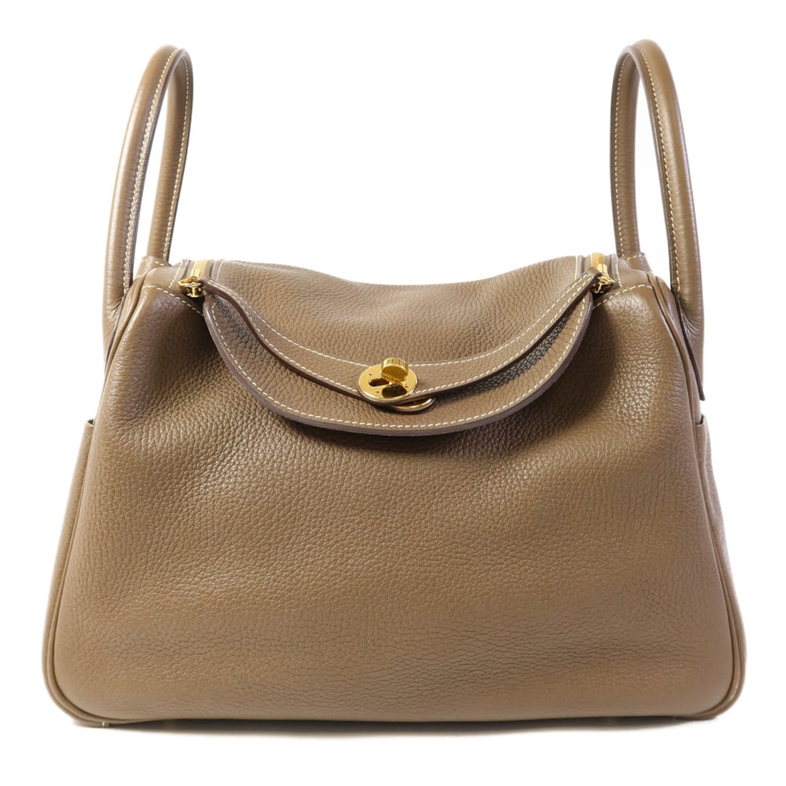 HERMES Lindy 30 2 Way Shoulder Bag Clemence Leather Gray (1 of 17)