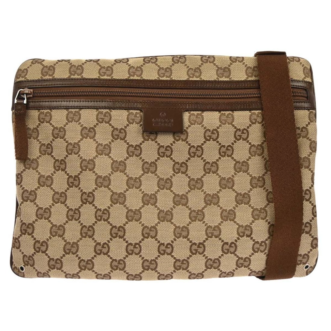 Gucci GG Canvas Medium Beige Brown Leather Shoulder Bag 90476 002058: Gucci GG Canvas Medium Beige Brown Leather Shoulder Bag 90476 002058 This Gucci shoulder bag features a beige canvas and leather exterior with the signature GG pattern. It is a medium-sized bag with a