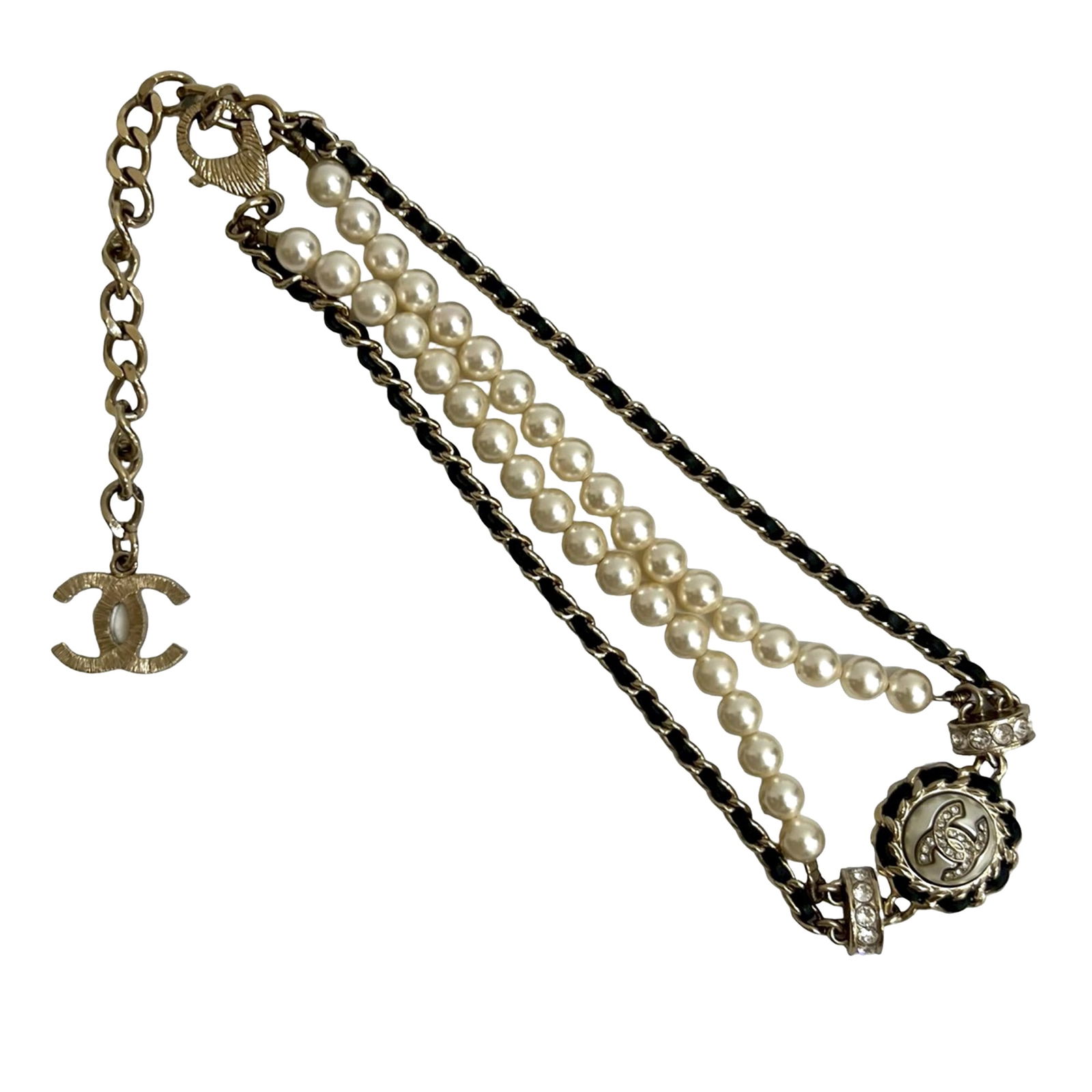 Chanel Medallion Necklace with Faux Pearl and Rhinestone Accents (1 of 6)