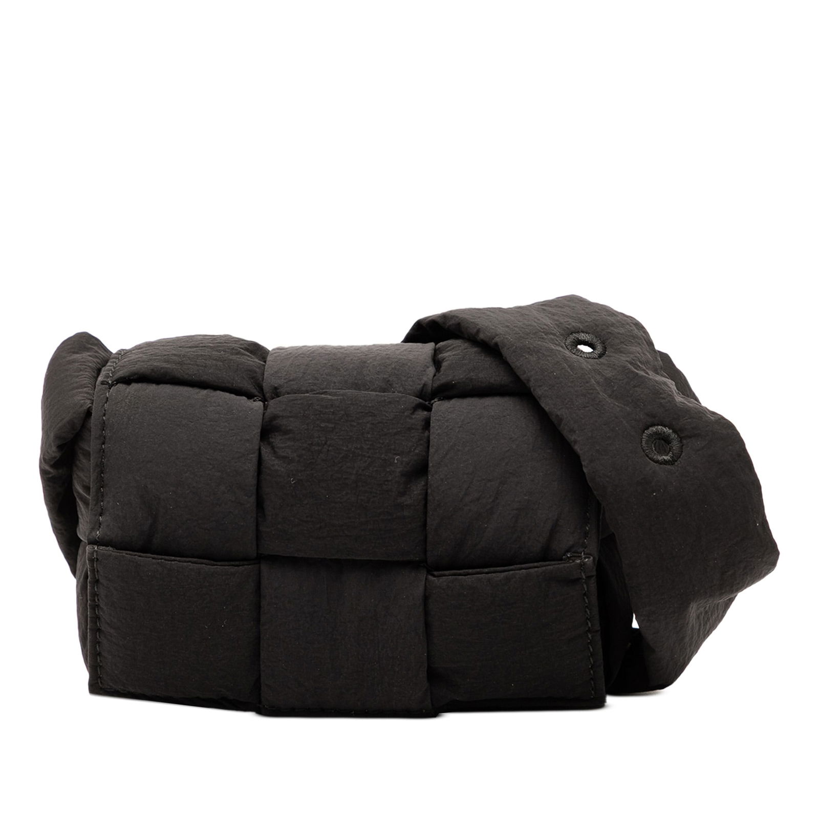 Bottega Veneta Candy Nylon Intrecciato Padded Tech Crossbody Bag Black: Bottega Veneta Candy Nylon Intrecciato Padded Tech Crossbody Bag Black This Bottega Veneta Candy Nylon Intrecciato Padded Tech Cassette Crossbody is a stylish and practical accessory crafted from wove