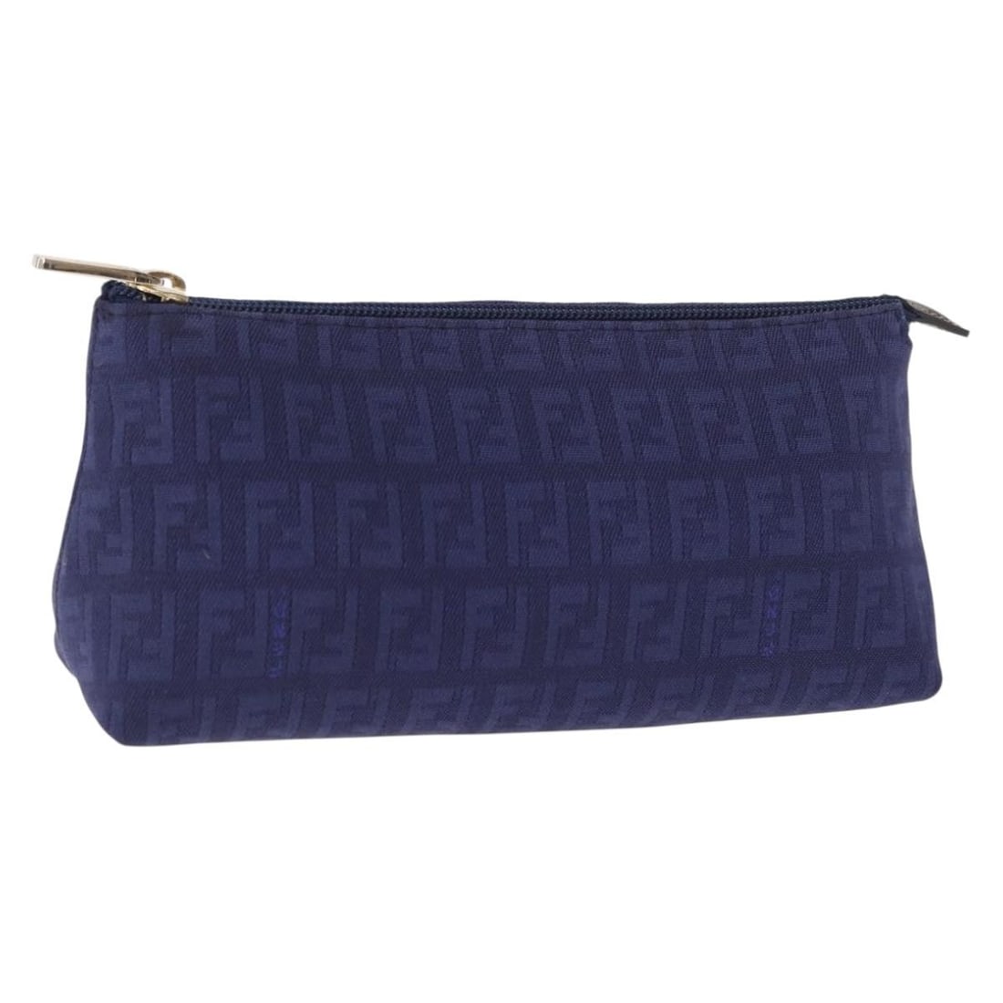 Fendi Zucchino Canvas Blue Gold Pouch Bag from Italy (1 of 17)