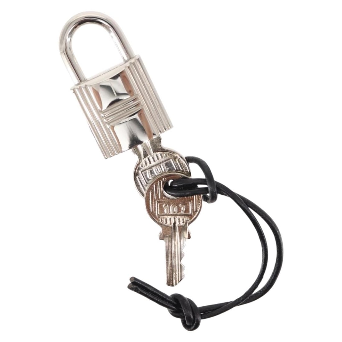 HERMES Silver Cadena Padlock with Keys Metal Accessory (1 of 6)