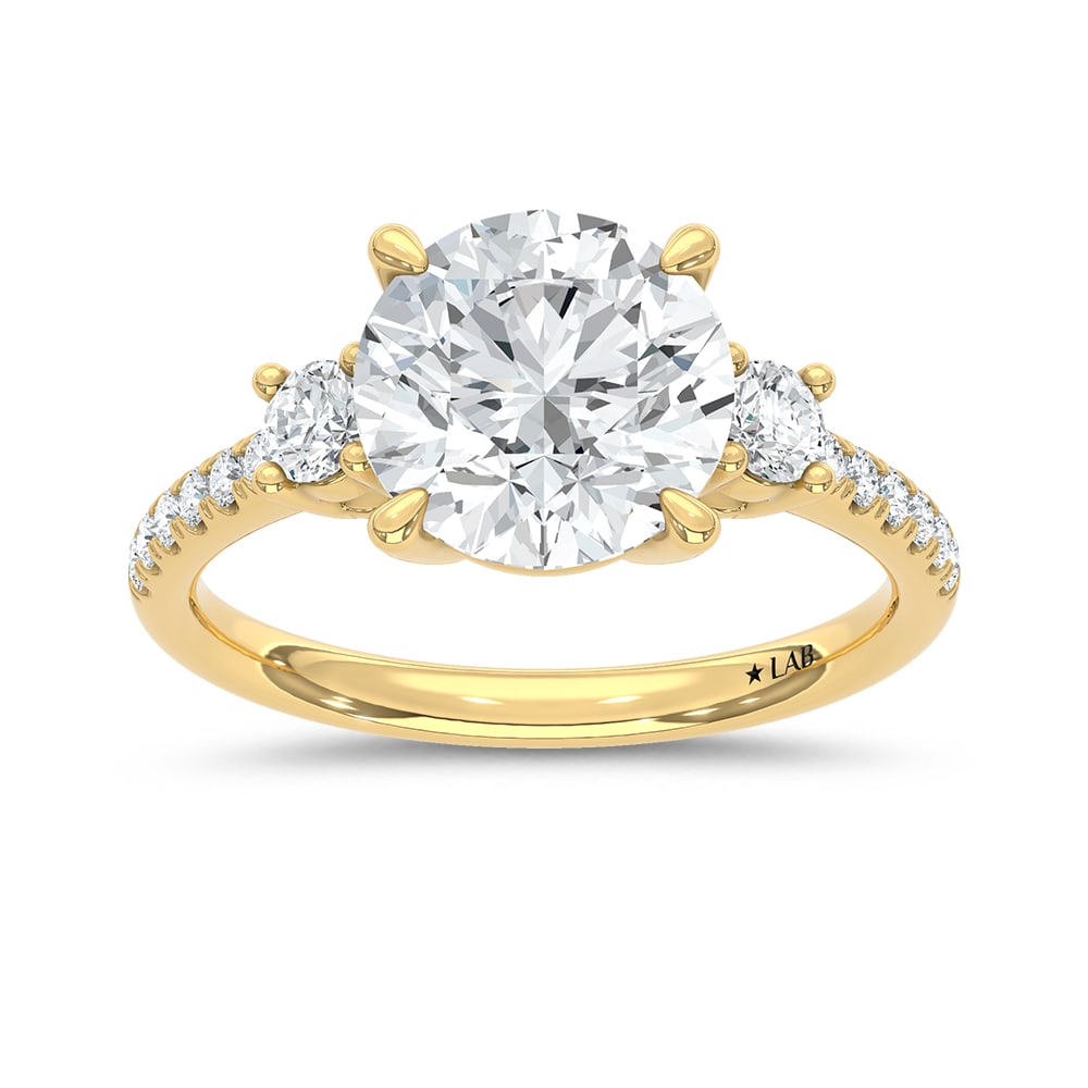 14K Yellow Gold Lab Grown Diamond 2 3/8 Ct.Tw. Round Shape Engagement Ring (IGI Certified Center (1 of 4)