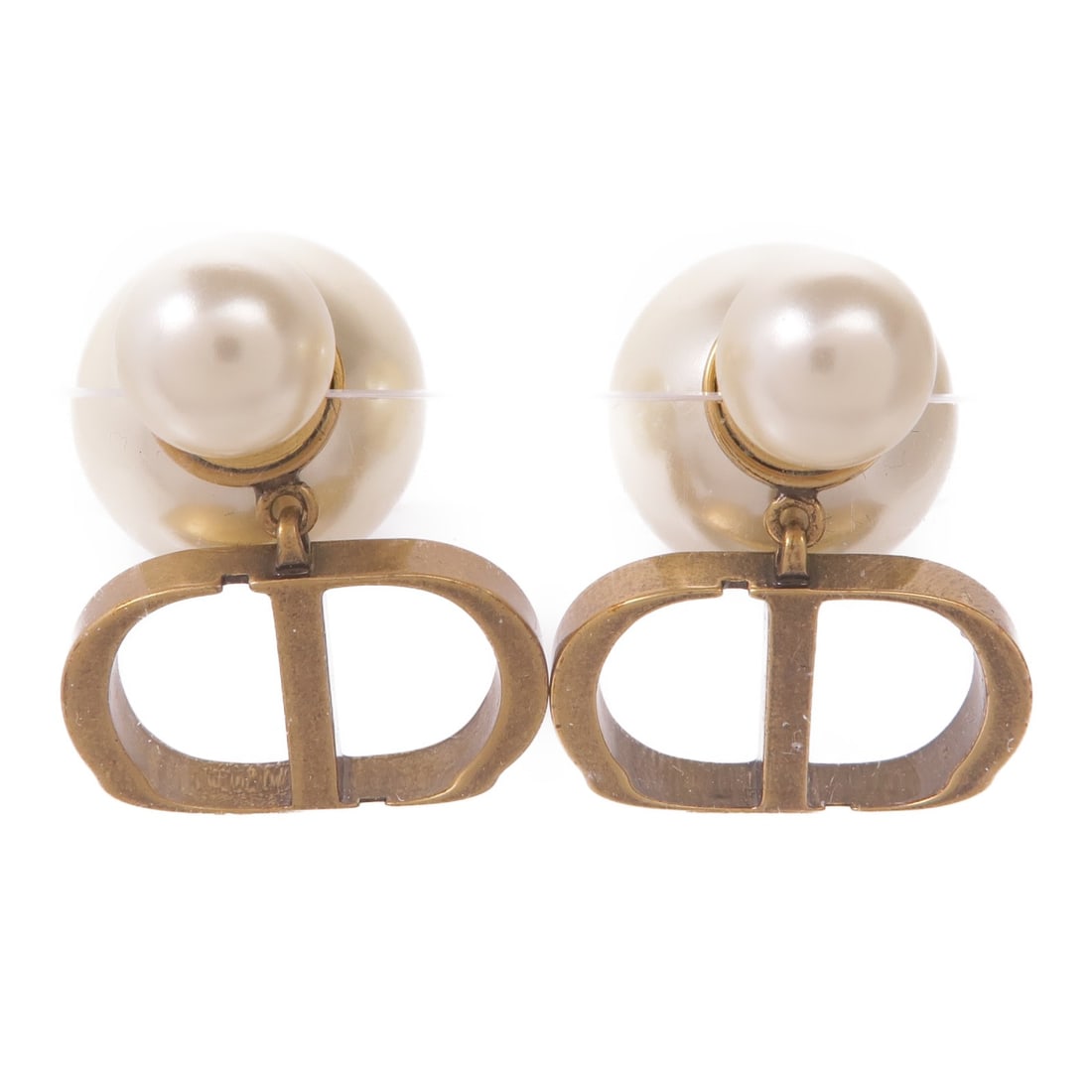Dior Christian Dior White Gold Metal Pierced Earrings (1 of 9)