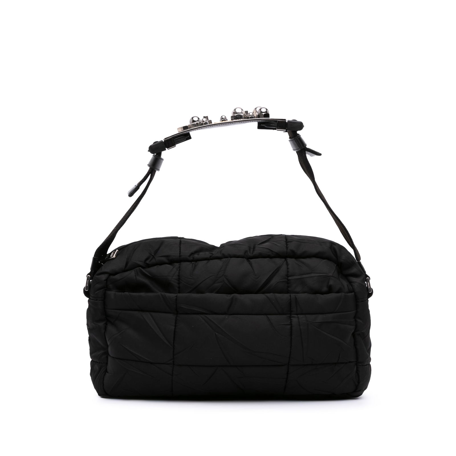 Prada Quilted Tessuto Black Nylon Crossbody Bag: Prada Quilted Tessuto Black Nylon Crossbody Bag Introducing the Prada Quilted Tessuto Messenger Bag, a stylish and practical accessory designed for everyday use. Crafted from durable nylon, this cross