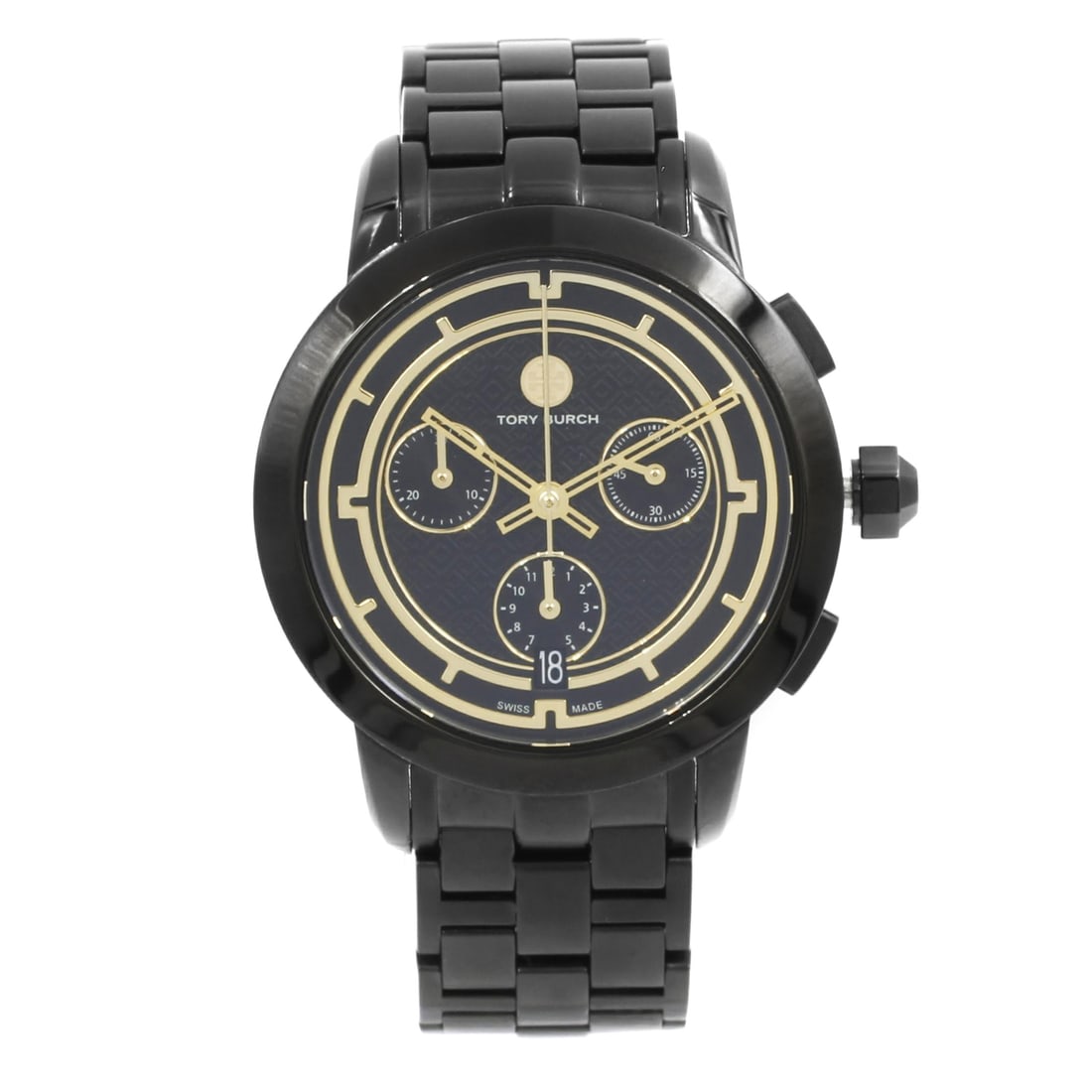 Tory Burch Black Ion Plated Quartz Ladies Watch TRB1025 with Date Indicator: Tory Burch Black Ion Plated Quartz Ladies Watch TRB1025 with Date Indicator The Tory Burch Black Ion Plated Steel Ladies Quartz Watch TRB1025 combines elegance and functionality in a stylish design. T