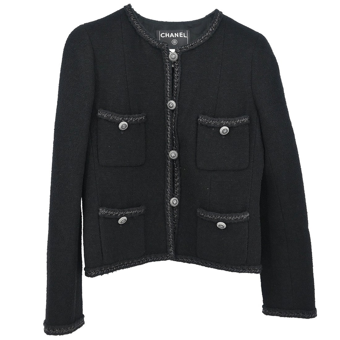 Chanel Vintage Black Collarless Single Breasted Jacket 08A #36 (1 of 10)