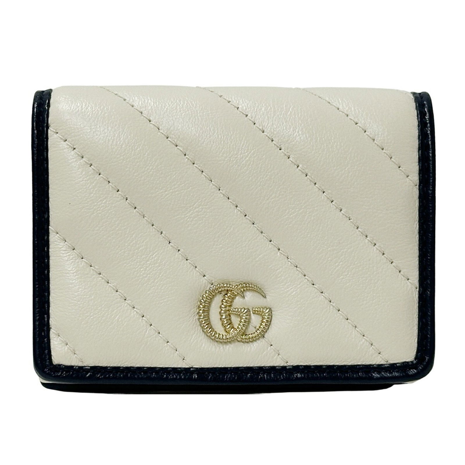 White leather GG Marmont compact wallet by Gucci Italy (1 of 1)