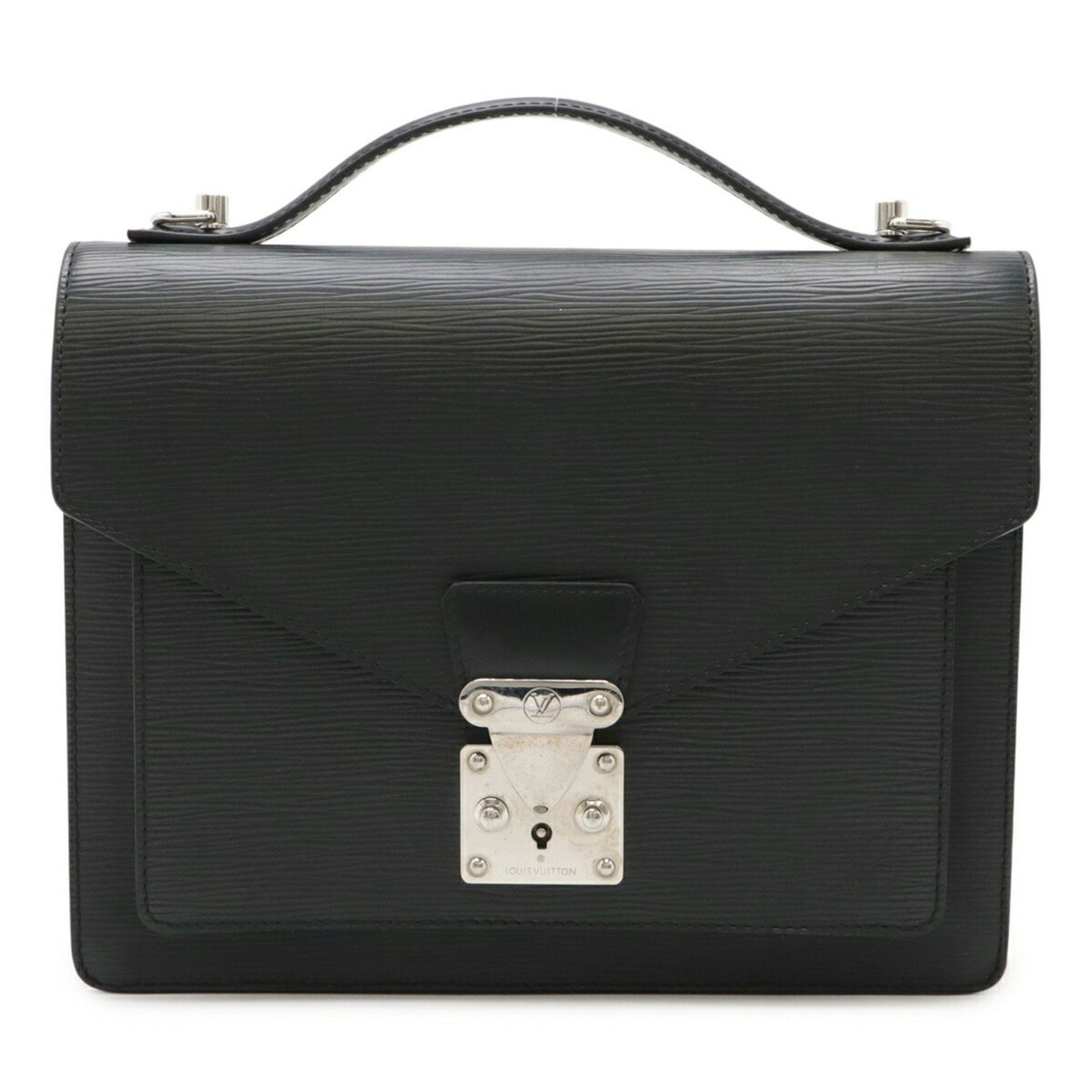 Black Leather Monceau Bag by Louis Vuitton France (1 of 9)