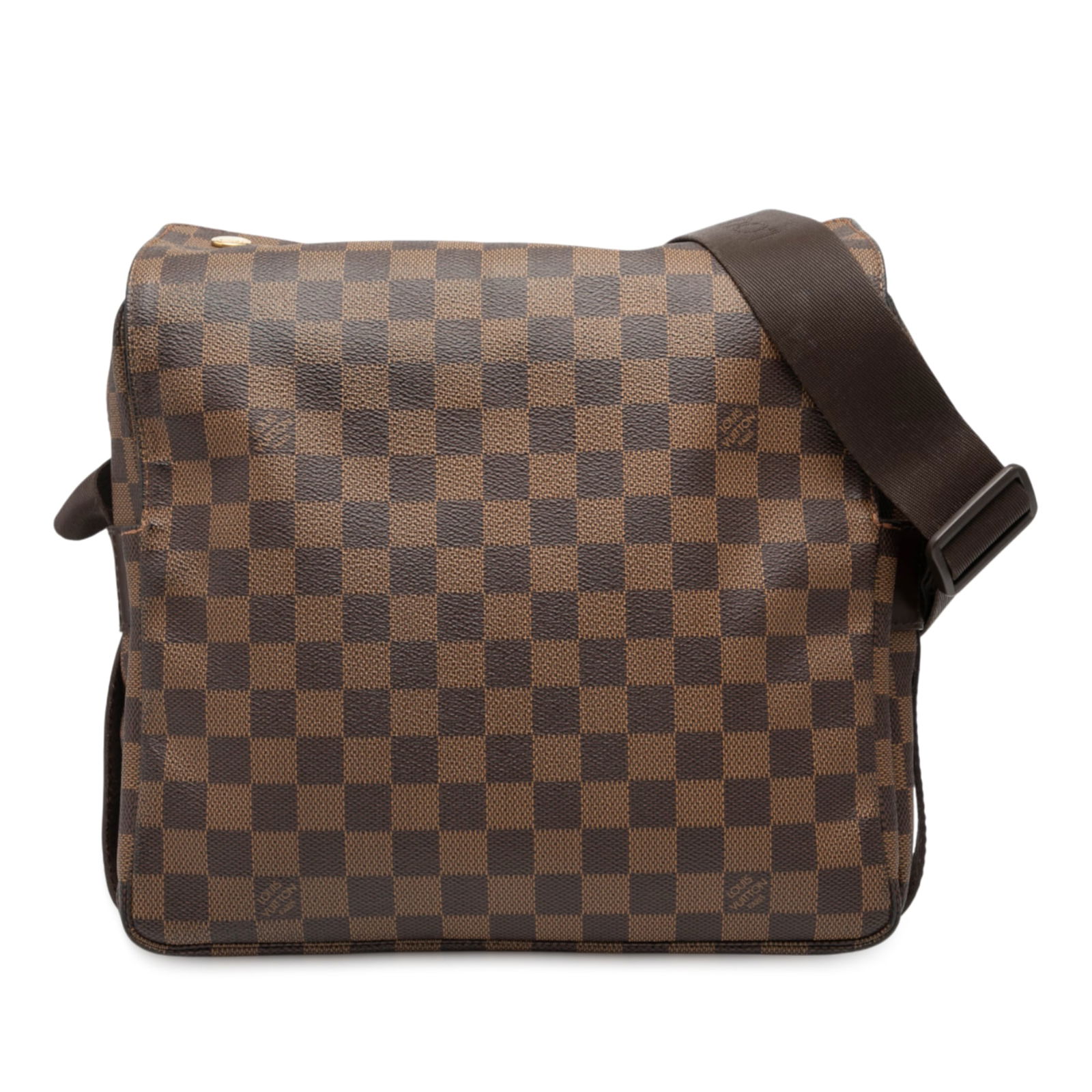 Louis Vuitton Naviglio Shoulder Bag Damier Ebene Brown Canvas with Leather Trim: Louis Vuitton Naviglio Shoulder Bag Damier Ebene Brown Canvas with Leather Trim The Louis Vuitton Damier Ebene Naviglio features a durable damier ebene canvas body with leather trim, a flat leather st